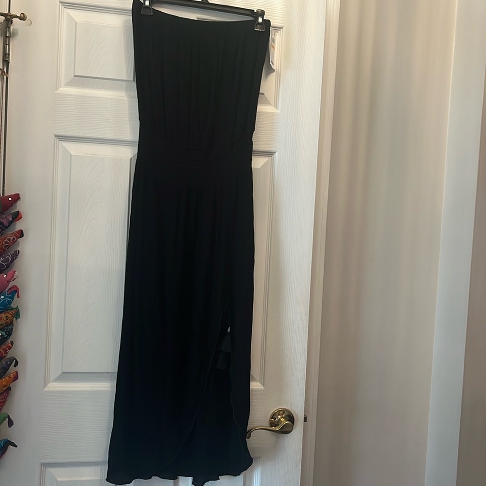 Becca strapless black swimsuit cover up long dress size small